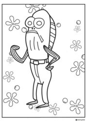 SpongeBob Coloring Page Fred Rechid standing with hands on hips