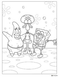 SpongeBob Coloring Page Patrick Squidward and SpongeBob together