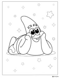 SpongeBob Coloring Page Patrick lying down looking happy