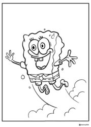 SpongeBob Coloring Page SpongeBob jumping joyfully