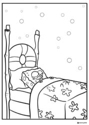 SpongeBob Coloring Page SpongeBob sleeping peacefully in bed