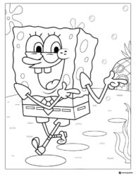 SpongeBob Coloring Page SpongeBob walking with arm outstretched happily