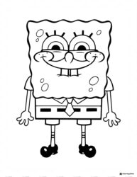 SpongeBob Coloring Page SpongeBob with closed eyes and a wide smile