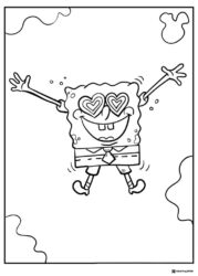 SpongeBob Coloring Page SpongeBob with heart eyes