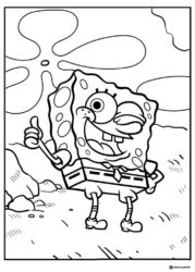 SpongeBob Coloring Page giving a thumbs up