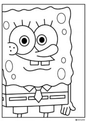 SpongeBob Coloring Page looking forward smiling