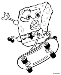 SpongeBob Coloring Page skateboarding