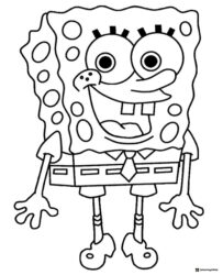 SpongeBob Coloring Page standing and smiling