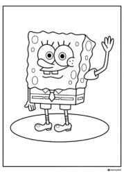 SpongeBob Coloring Page standing and waving