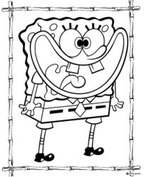 SpongeBob Coloring Page with a wide open mouth