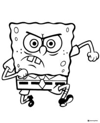 SpongeBob Coloring Page with an angry expression