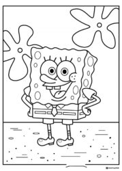 SpongeBob Coloring Page with star shapes background