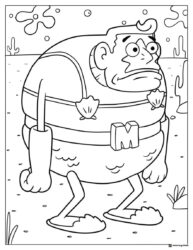 SpongeBob Coloring Sheet Mermaid Man standing in the underwater landscape