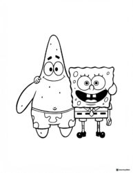 SpongeBob Coloring Sheet Patrick with arm around smiling SpongeBob