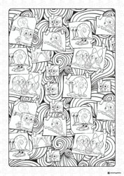 SpongeBob Coloring Sheet Pattern with SpongeBob Gary and other characters