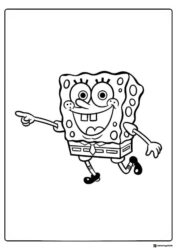 SpongeBob Coloring Sheet SpongeBob SquarePants pointing happily