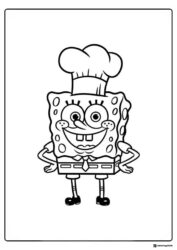 SpongeBob Coloring Sheet SpongeBob SquarePants wearing a chefs hat