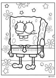 SpongeBob Coloring Sheet SpongeBob SquarePants with a neutral expression