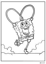 SpongeBob Coloring Sheet SpongeBob jump roping