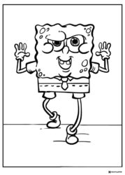 SpongeBob Coloring Sheet SpongeBob with big eyes