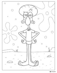 SpongeBob Coloring Sheet Squidward Tentacles with hands on hips