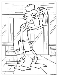 SpongeBob Coloring Sheet Thin character with glasses in a room