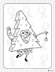SpongeBob Coloring Sheet as a Christmas tree