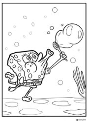 SpongeBob Coloring Sheet blowing bubbles