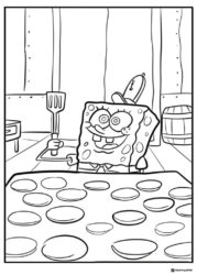 SpongeBob Coloring Sheet making Krabby Patties