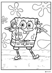 SpongeBob Coloring Sheet making a funny face