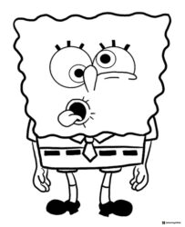 SpongeBob Coloring Sheet with a silly face
