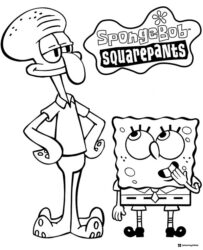 SpongeBob SquarePants Coloring Page with Squidward
