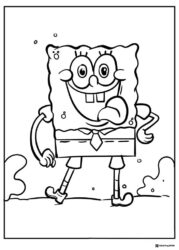 SpongeBob SquarePants Coloring Page with tongue out