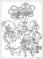 SpongeBob SquarePants characters group Coloring Page