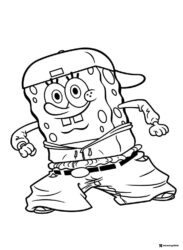SpongeBob SquarePants in hip hop clothes Coloring Page