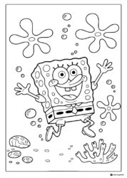 SpongeBob SquarePants swimming happily Coloring Page