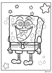 SpongeBob SquarePants with stars Coloring Sheet