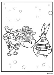 SpongeBob and Mr. Krabs Coloring Page with money