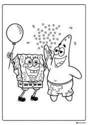 SpongeBob and Patrick Coloring Page celebrating