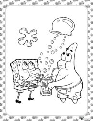 SpongeBob and Patrick Coloring Page drinking together