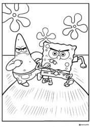SpongeBob and Patrick Coloring Page fighting