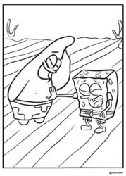 SpongeBob and Patrick Coloring Page laughing