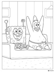 SpongeBob and Patrick Coloring Page on a couch