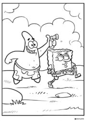 SpongeBob and Patrick Coloring Page outside
