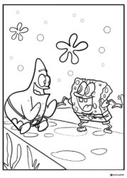 SpongeBob and Patrick Coloring Page playing together