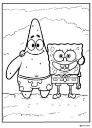 SpongeBob and Patrick Coloring Page smiling together