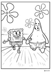 SpongeBob and Patrick Coloring Page walking