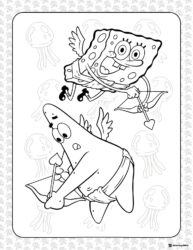 SpongeBob and Patrick Cupid Coloring Page