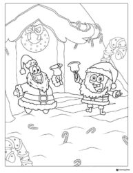 SpongeBob and Patrick Santa Coloring Page