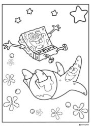 SpongeBob and Patrick playing Coloring Sheet
